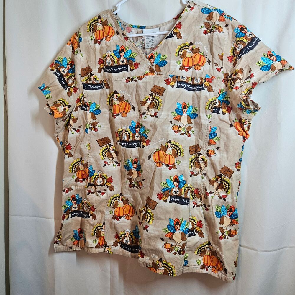 women's Scrub Star size 2XL Thanksgiving shirt